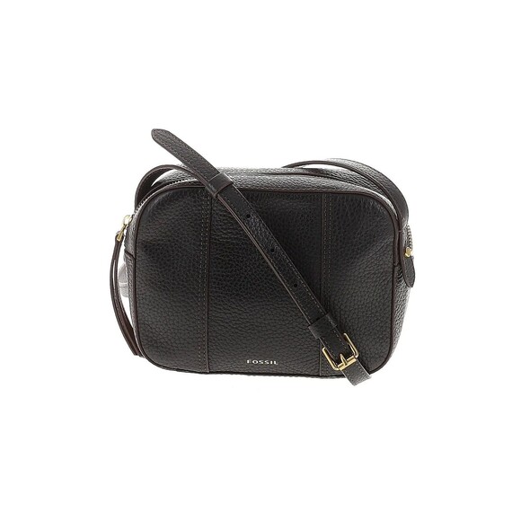 Fossil Gemma Black Camera Bag Pebbled Leather Crossbody - Picture 1 of 9